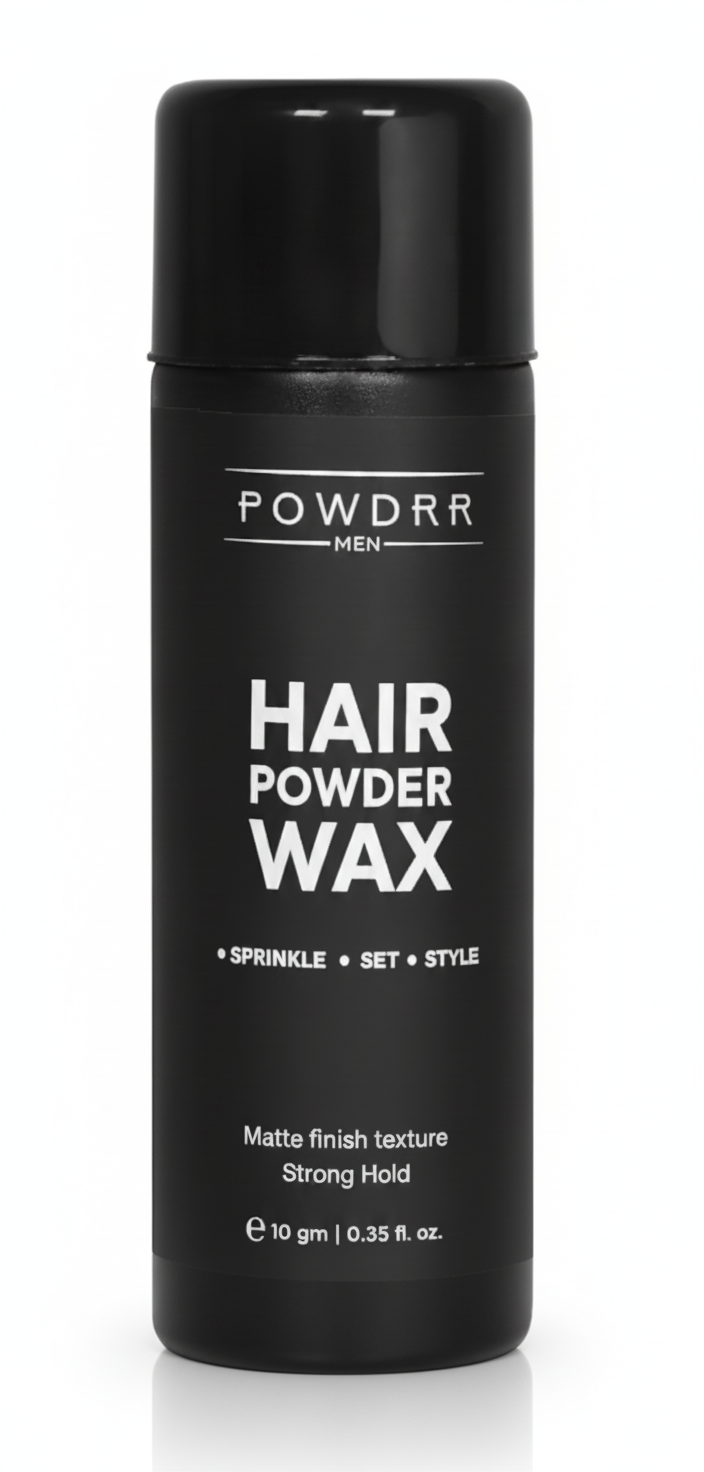POWDRR Hair Powder Wax | 10gm | 24 Hrs Strong Hold, Matte Finish | Restylable | 100% Natural & Safe Hair Styling Powder | Hair Wax Powder For Men